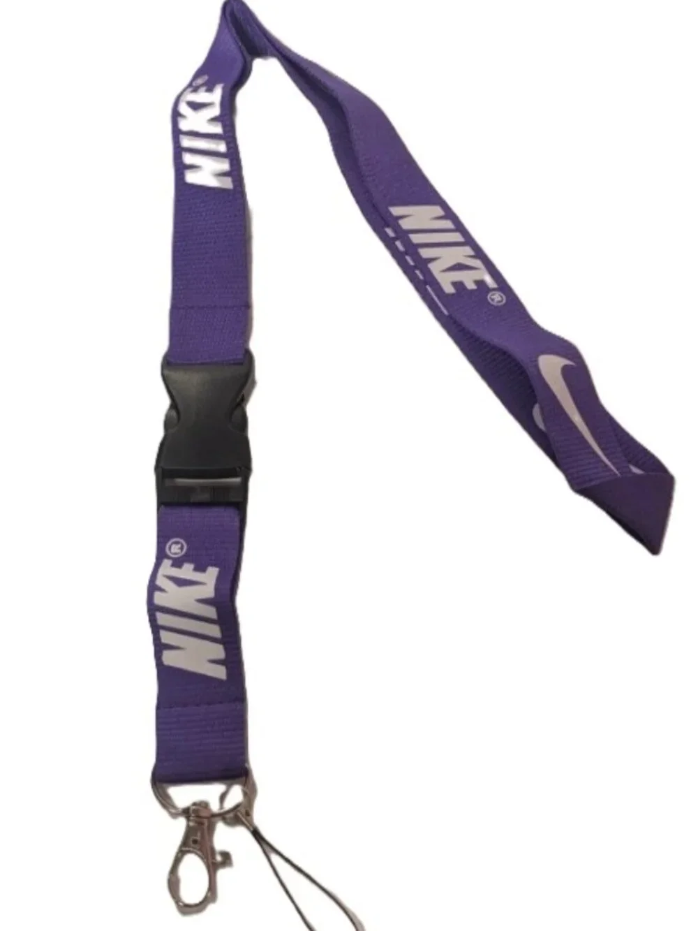 Nike Purple White Lanyard Keychain ID Badge Holder Quick Release Clip